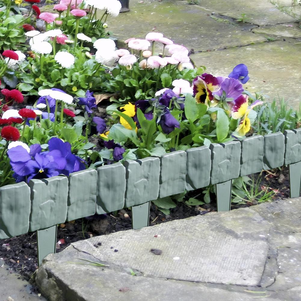40PCS Plastic Garden Edging Border Imitation Stone Fence Panels Patio Outdoor Barrier for DIY Lawn Yard Landscape Plant Fence