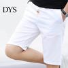 Breathable Summer Shorts Men Casual Cargo Elastic Drawstring Waist Pockets Solid Color Straight Leg Knee-Length Streetwear
