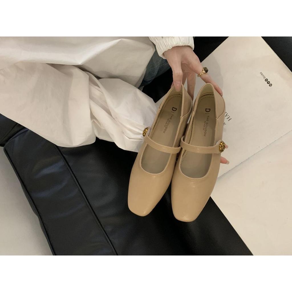 Soft-soled flat-soled gentle single shoes Fairy Mary Jane 2025 spring one-pedal skirt with one word with beanie ladyshoes tide