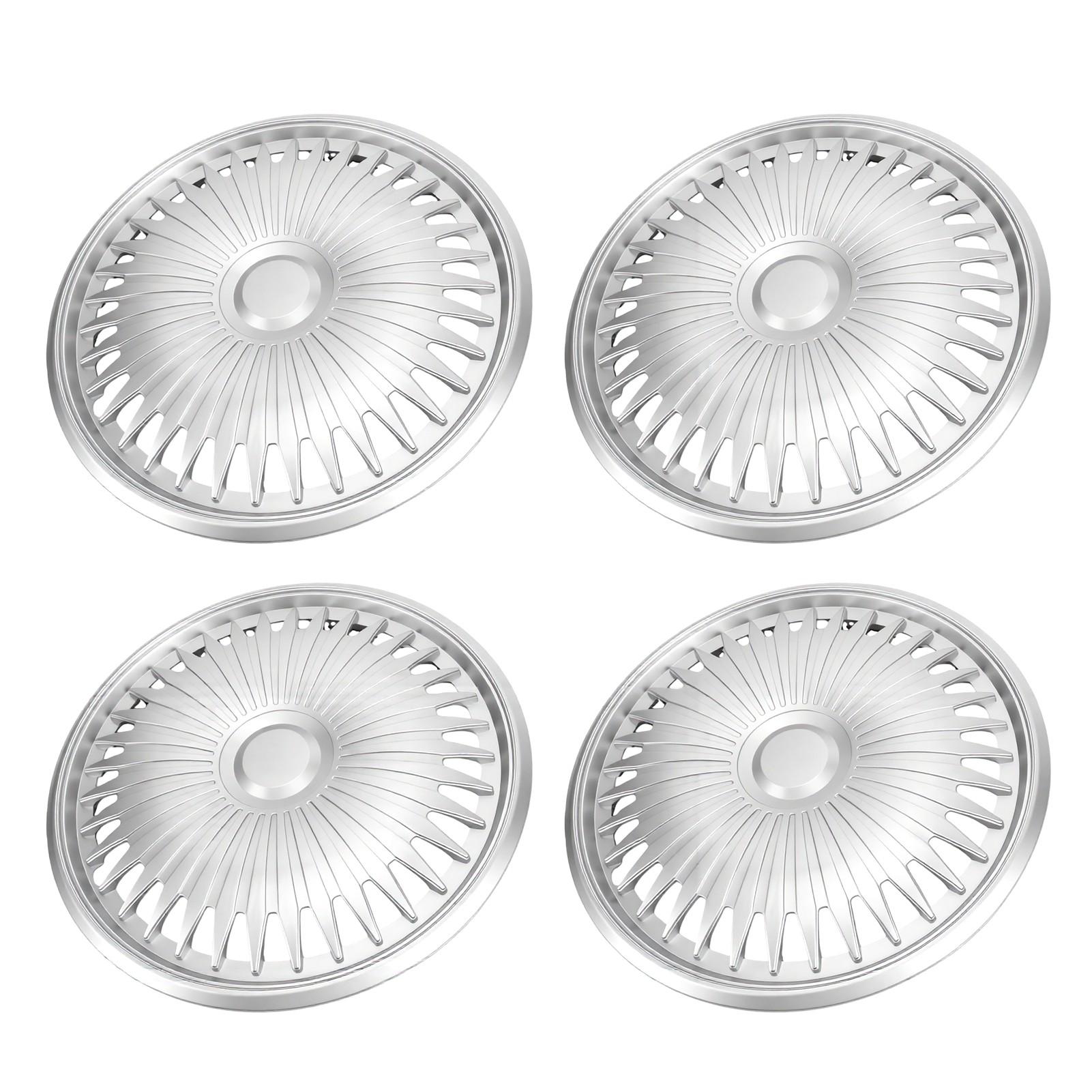 4 STUKS 15 Inch Zilveren Naafdoppen Wieldeksels Klikmontage Velgdoppen Universeel voor Auto's Vrachtwagen SUV white
