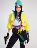 [Miccostumes] Women's Adult Girl Anime Game Cosplay Costume Costume Set Cute Cool Moe Yellow Cotton Padded Green Hat Shirt Black Jeans Fancy Dress