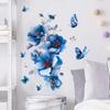 Elegant Blue Butterfly Flower Wall Sticker for Bathroom Living Room Bedroom Home Decor