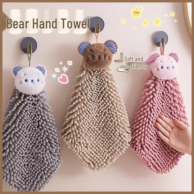Chenille Hanging Hand Towel - Absorbent and Cute for Kitchen & Bathroom