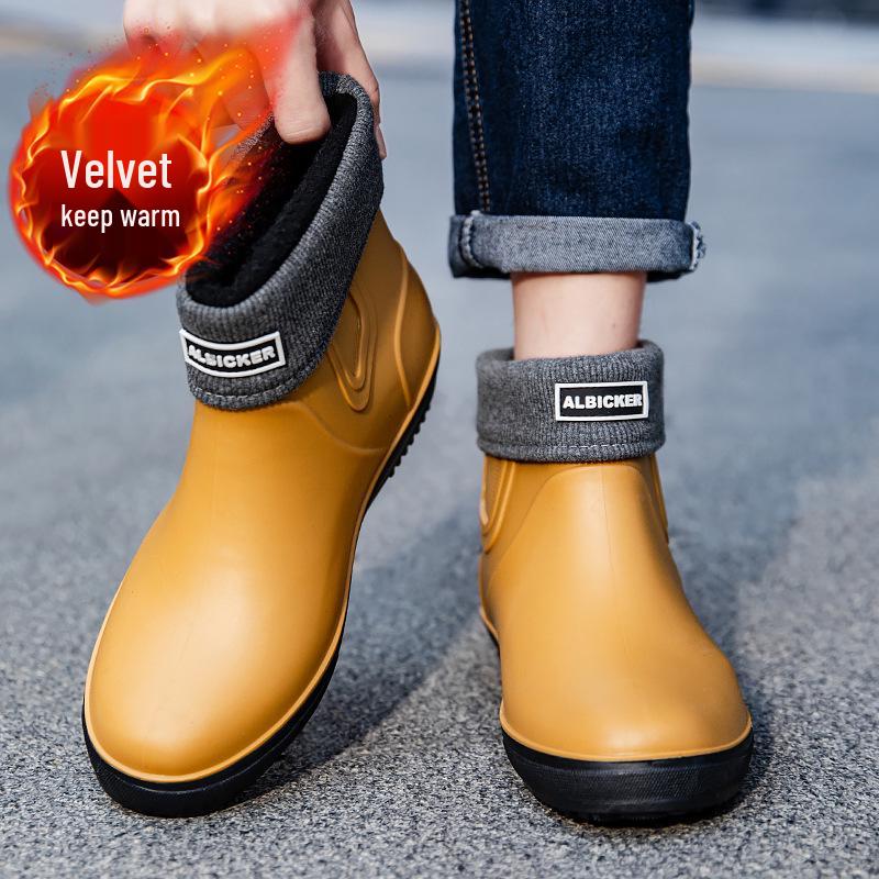 Men's Lightweight Waterproof Ankle Rain Boots - Non-Slip, Wear-Resistant Outdoor Shoes