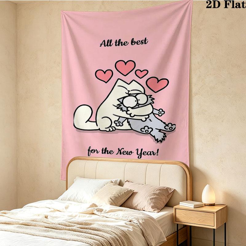 Simon'S Cat Wall Tapestry Aesthetic Wall Hanging Printed Fabric Blanket Decorative Tapestries For Bedroom Living Room Home Decor