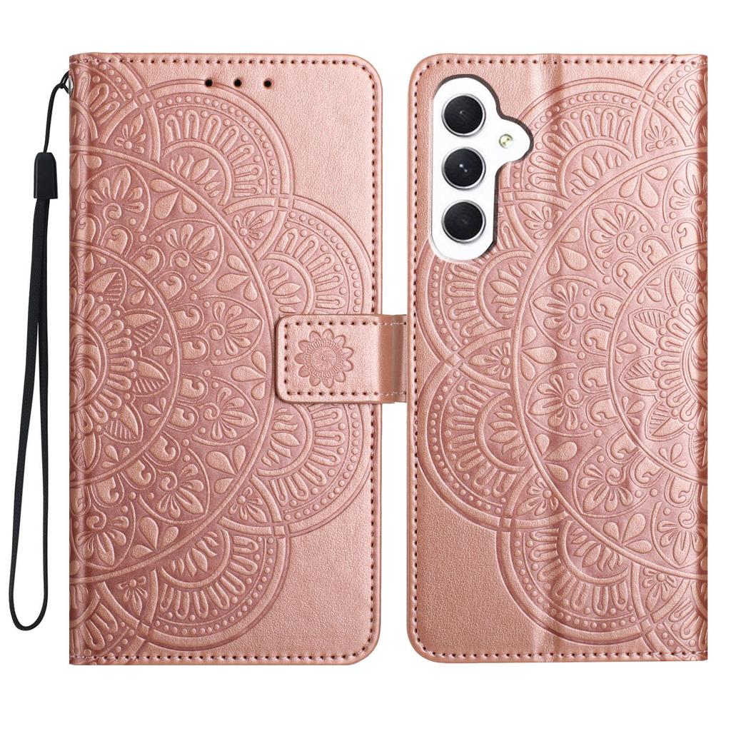 For Samsung Galaxy A15 5G Cell Phone Case Flower Imprinted Wallet Cover