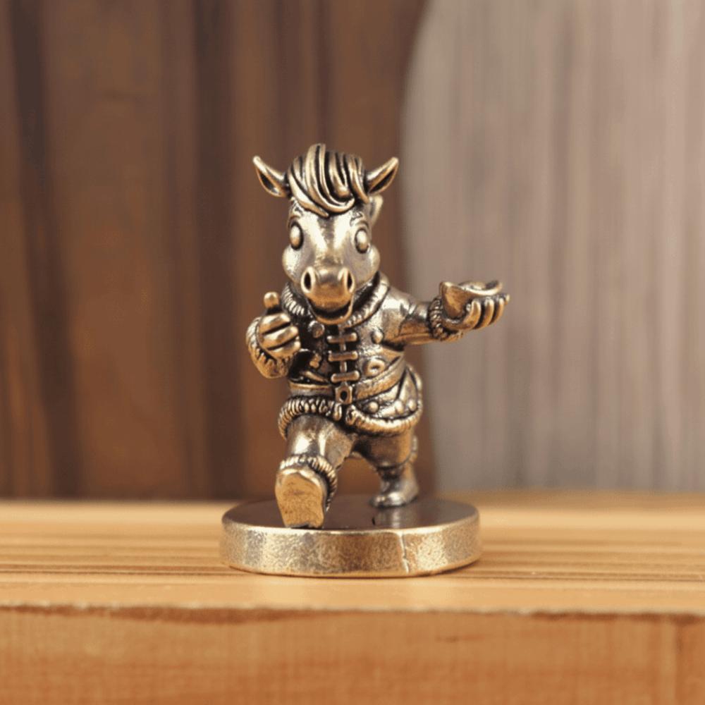Cartoon Paard Beeld Traditioneel Pony Ornament Grappige Messing Paarden Beeldjes Nieuwjaars Decoratie