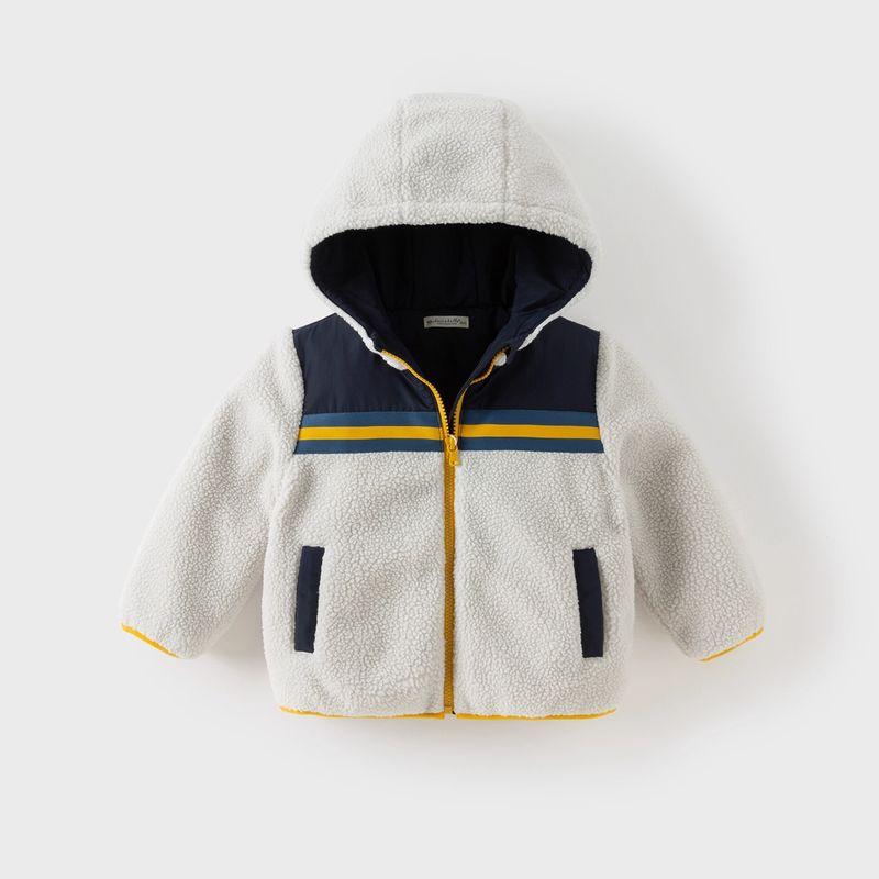David Bella Kidsren's Plush Cotton Jacket 2026 Winter New Style Boys' Imitation Lamb Velvet Contrasting Color Thick Cotton Jacket