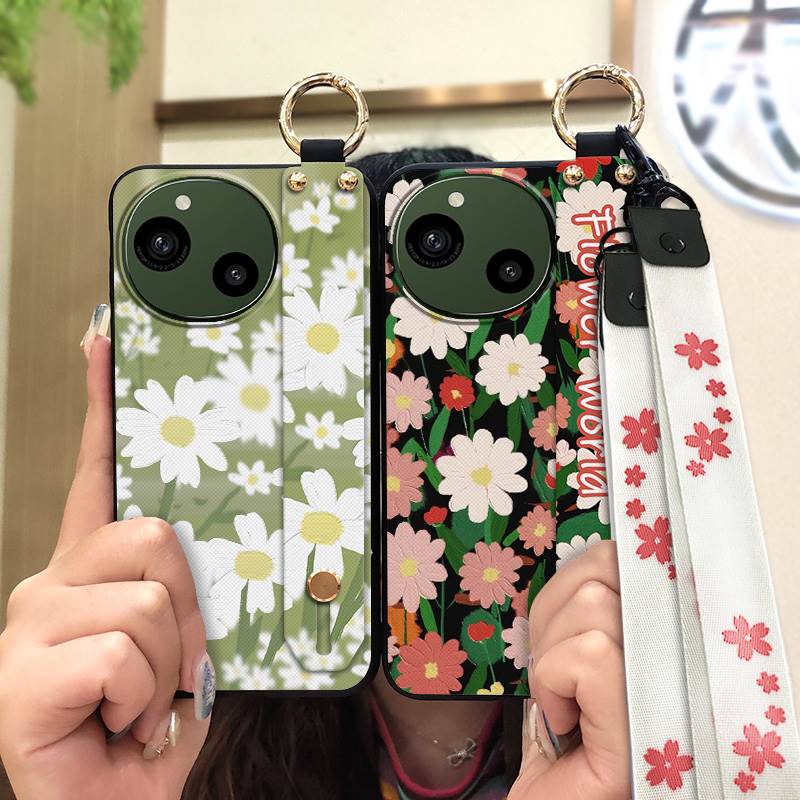 Wrist Strap Waterproof Phone Case For Sharp Aquos R9/SH-51E Oil Painting Anti-knock Ring Durable Kickstand Soft case