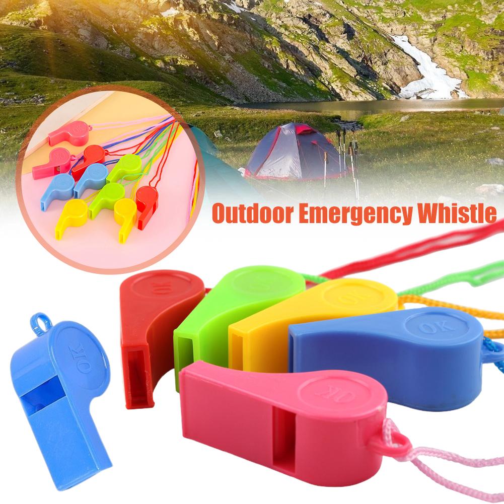 24pcs Plastic Whistle with Hanging Rope Colorful Bulk Whistles Cheerleading Supplies Cheering Props Activity Gifts