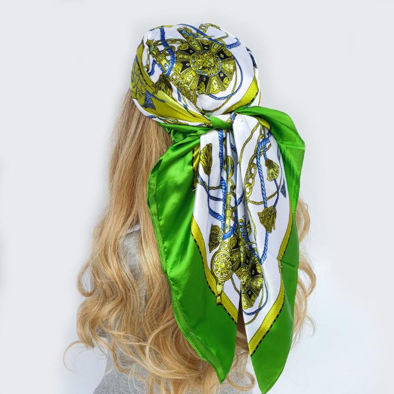 

Большие шарфы хиджаб для женщин, модный принт, шелковый атласный шарф для женщин, 90 см x 90 см, роскошные брендовые квадратные платки, платки для женщин 90X90CM