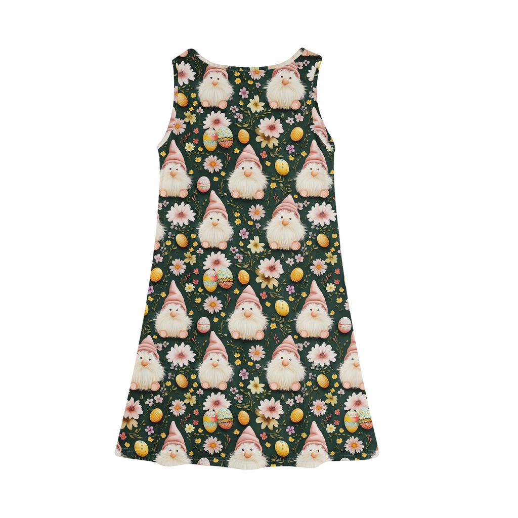 Girl Summer Dress Sleeveless Printed Color Casual Dress