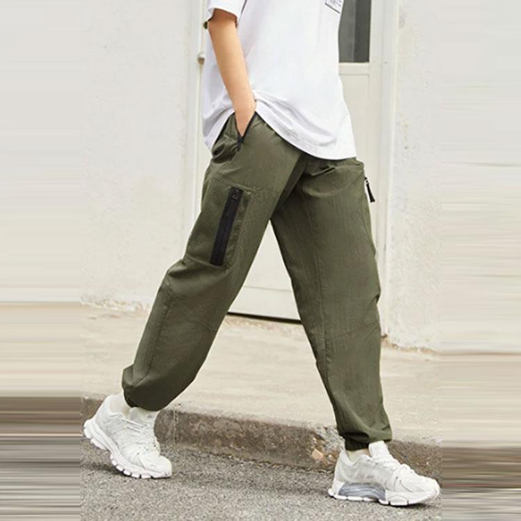 Li-Ning Sports Life Series Solid Color Cuffed Loose Casual Pants Unisex Bottoms Army-Green AKXS855-2