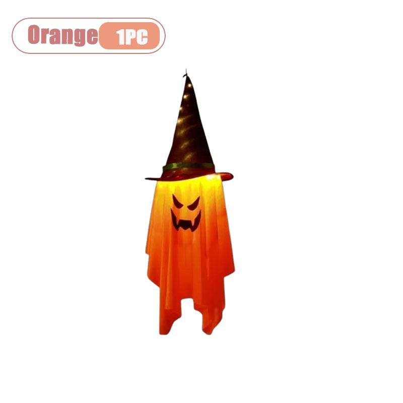 1-5PCS Glowing Pumpkin Wizard Hanging Decoration for Kids Halloween Costume Prop European Window Display Ghost Festival Light