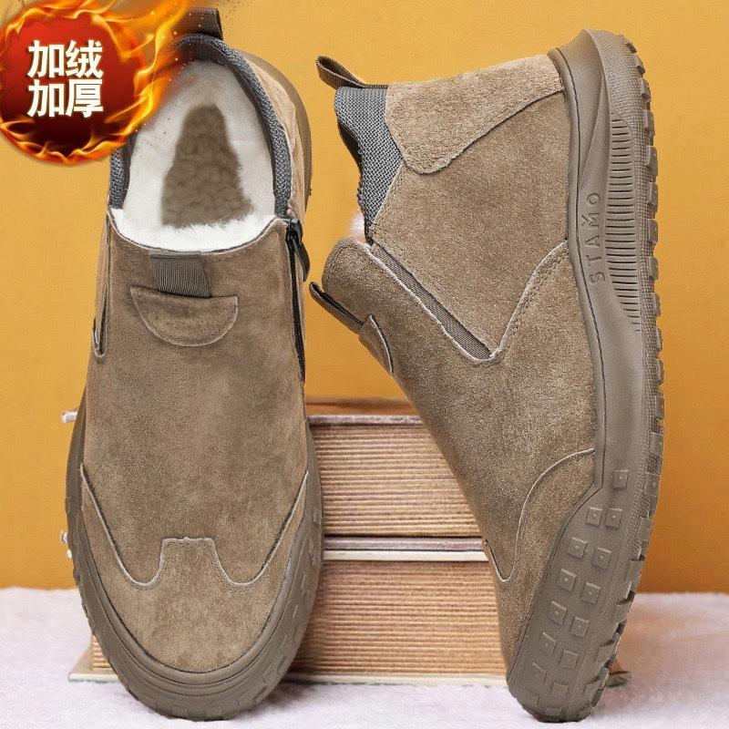 

Soft-soled cotton shoes men s winter new 2025 outdoor men s warm snow boots piled and thickened high-top casual shoes 39 коричневый
