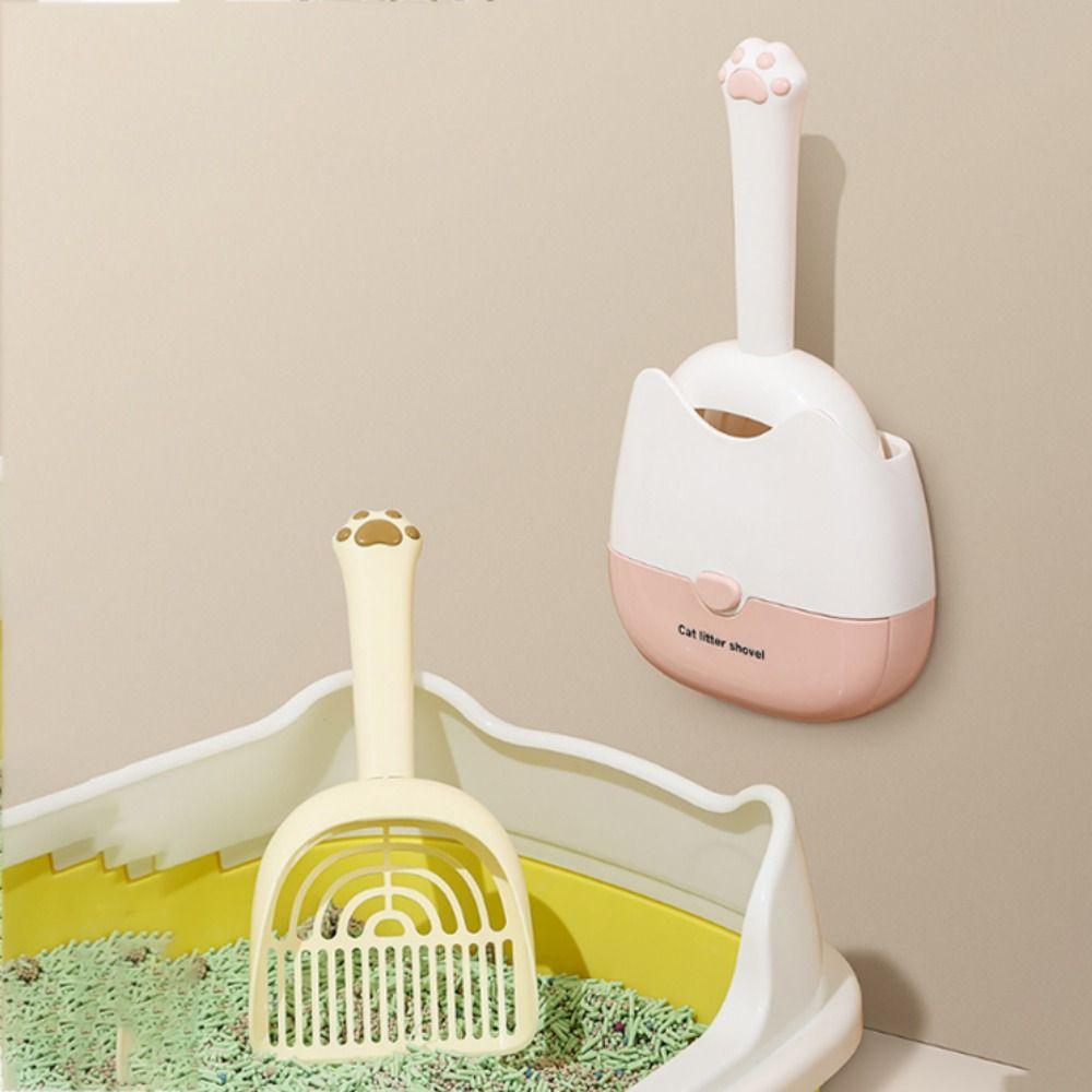 

Wall Mounted Cat Litter Scooper Coarse/Fine Gap Pet Cat Shovel Pet Sand Sifter For Litter Box рожевий