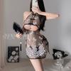 Original Erotic Underwear, Sexy Mesh see-through Thin Phoenix Cheongsam, ancient-style uniform, no-take pajamas 8729