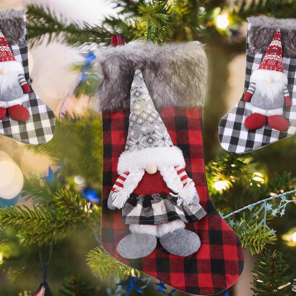 Large Size Dwarf Christmas Stockings Three-dimensional Doll Christmas Tree Pendant Gift Bag Candy