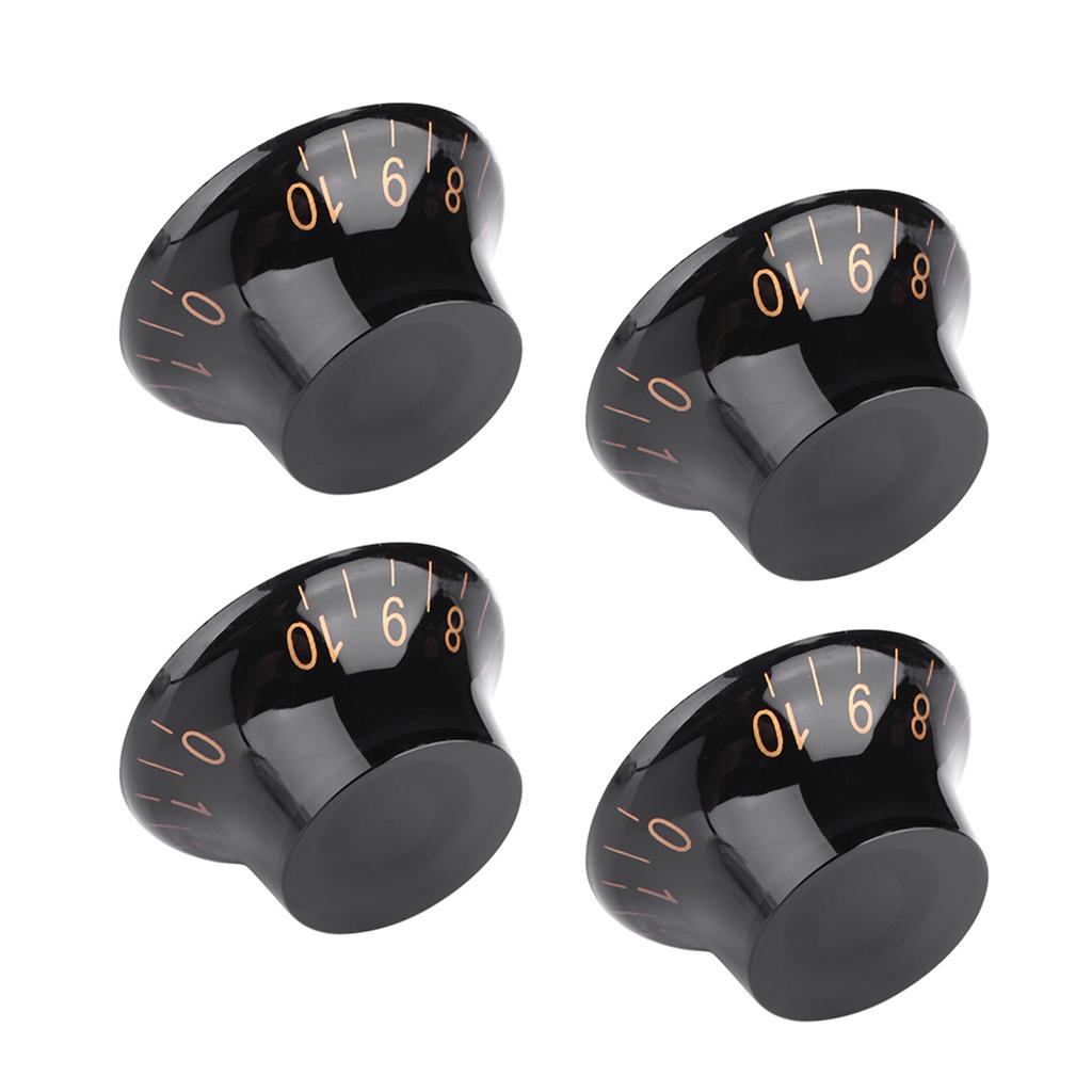 4 PCS Speed Tone Volume Control Knobs for EPI LP Electric Guitar (Black+Gold)