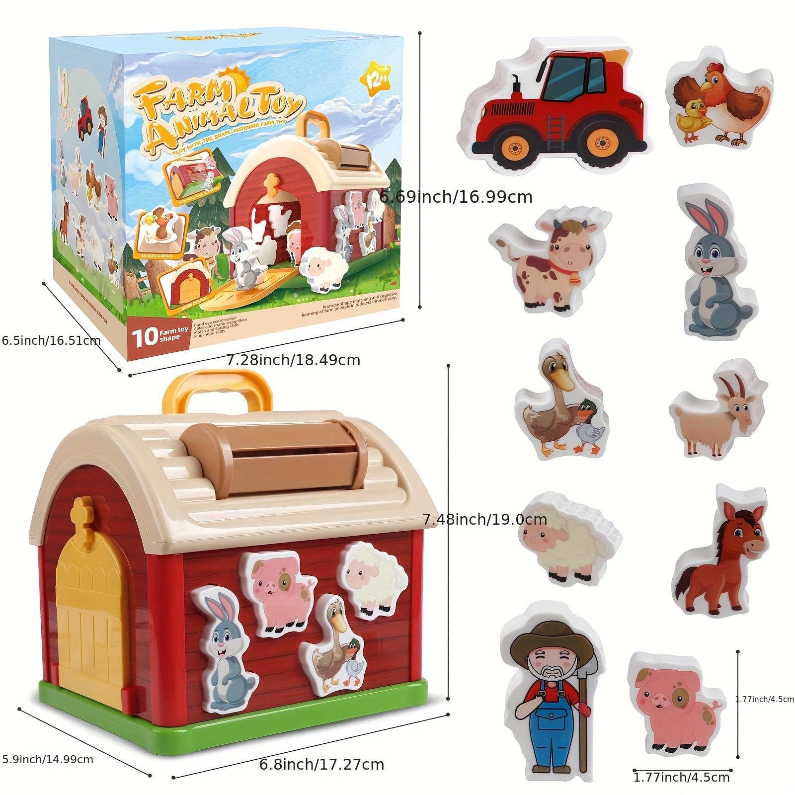 

Big Red Take-Along Sorting Barn Toy with Handle, 12M+,10 Farm Play Pieces , Shape Sorting & Stacking Learning Gift for Toddler червоний
