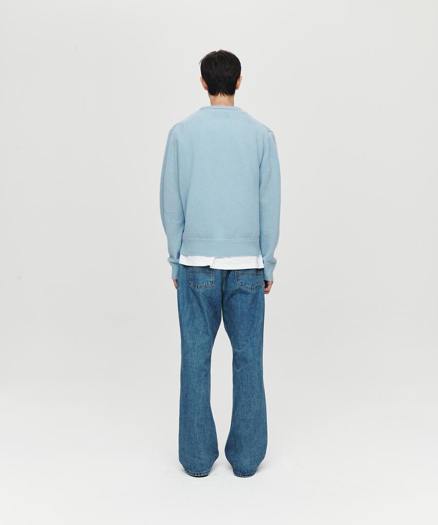 Hoite Cashmere Wool V Neck Knit (Blue)