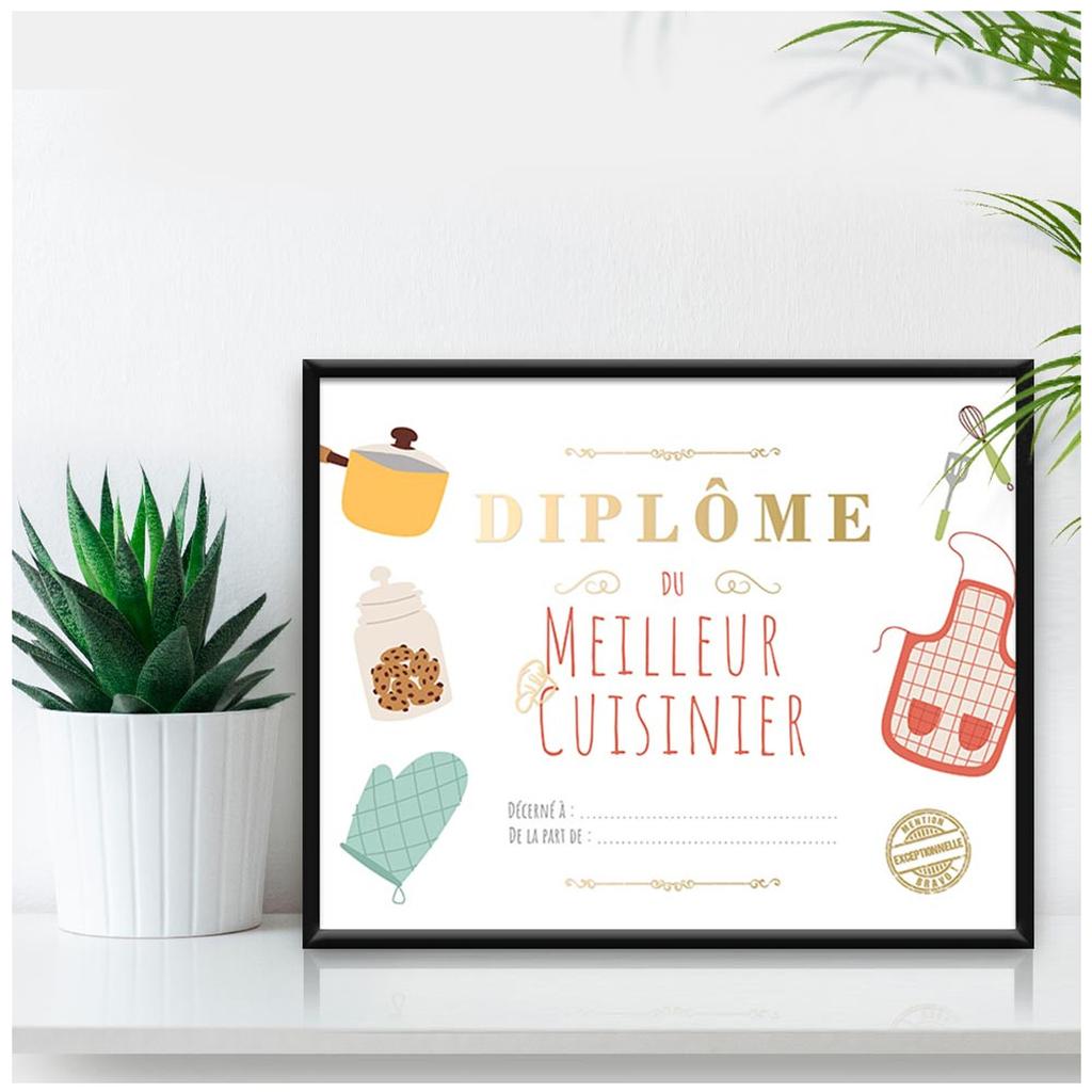 Les Trésors De Lily [A3459] - Urkundenrahmen 'Bester Koch' mehrfarbig - 25x20 cm