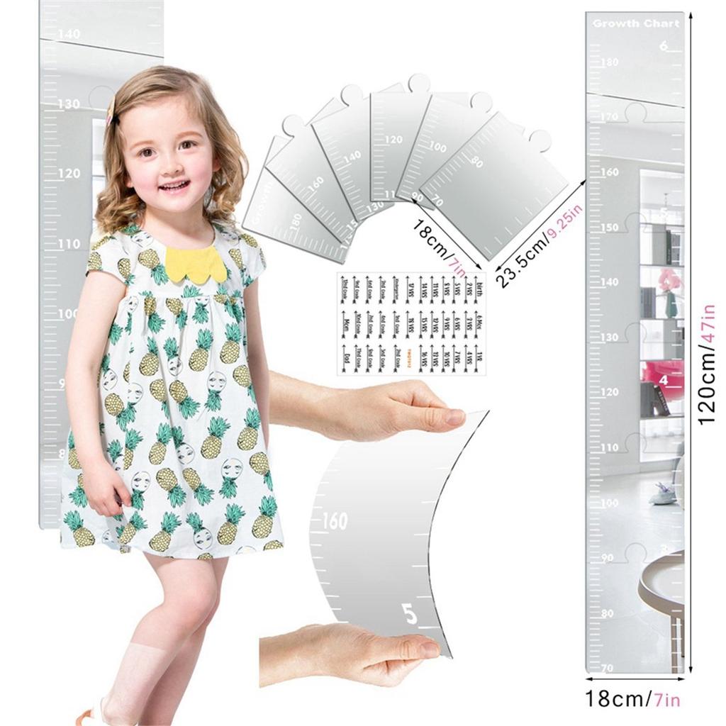 BHBL Acrylic Height Measurement Wall Sticker Growth Chart Mirror Decor Ruler Scale 70-180cm 18x120cm