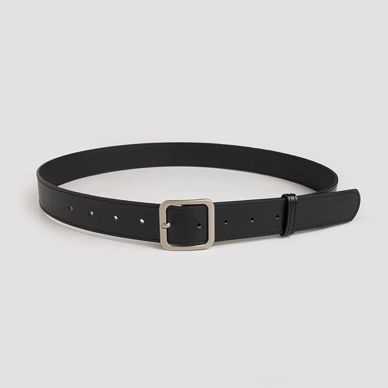 

Classic Square Buckle Faux Leather Belt For Spring 2025 Casual And Sports Outfits 102cm чёрный