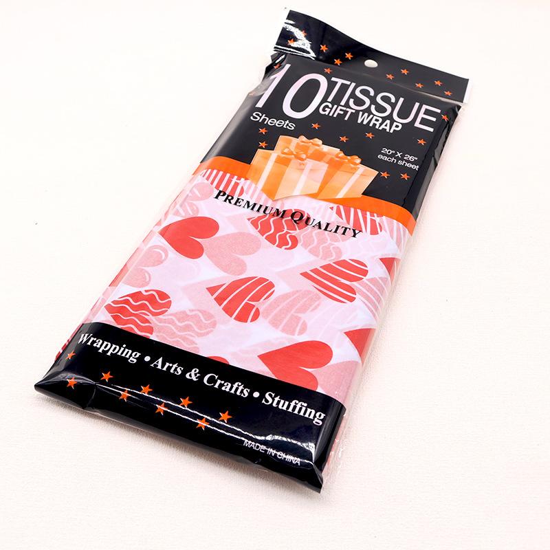 10Pcs Heart Tissue Paper for Handmade Craft Paper Diy Flowers Wrapping Gift Packing Paper Valentine's Day Wedding Party Supply