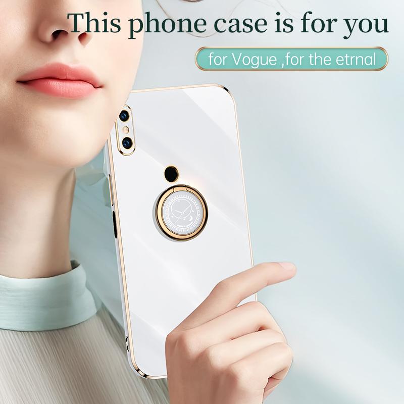 Luxury Plating Square Bumper Ring Holder Phone Case On For Xiaomi Mi 9 8 Mi9 Mi8 Xiomi Xiaomi9 Xiaomi8 Soft Silicone Stand Cover