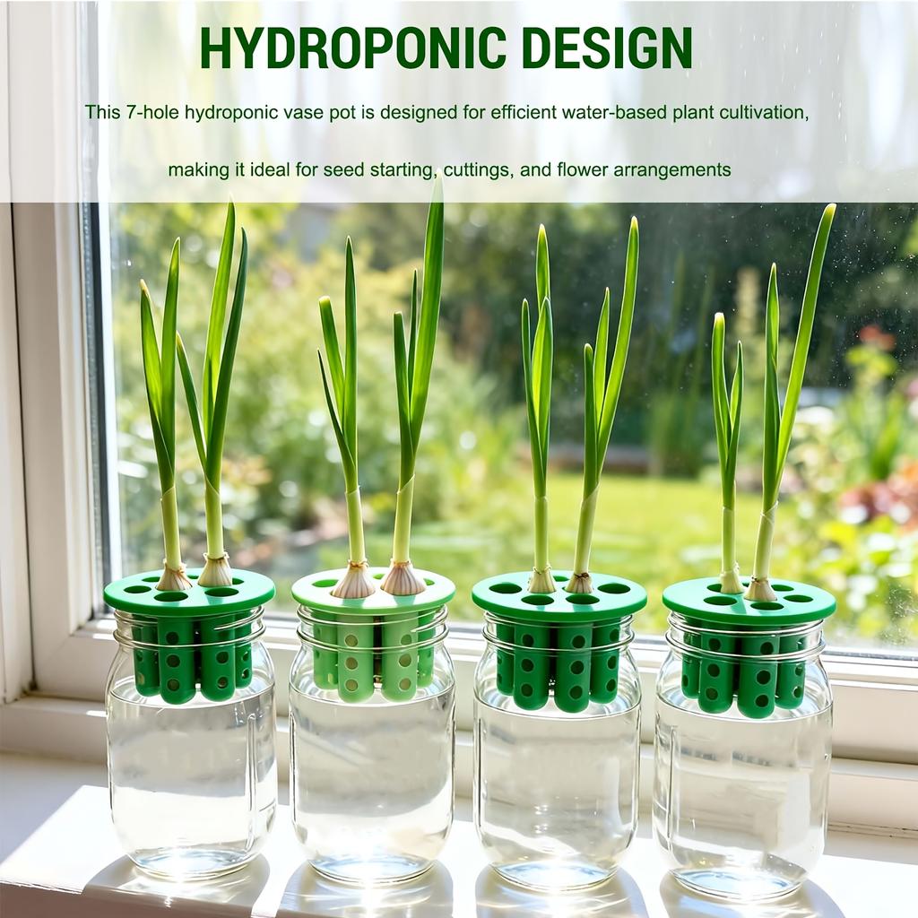 2PC Garden Nursery Pot 7-Hole Garlic Scallion Hydroponic Planters 3D Printed Hydroponic Mold for Flower Vegetable Home Gardening