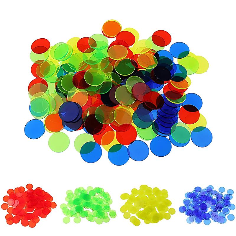 100/200PCS 19mm Round Count Chip Multicolor Poker Chips for Bingo Board Game Card Game Markers Counting Teaching Chips Props ZYF