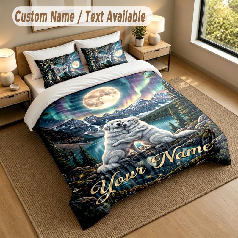 Dog Theme Personalized 3Pcs Bedding Set Custom Text & Name 1 Sheet 2 Pillowcases Household Bedding 1pc