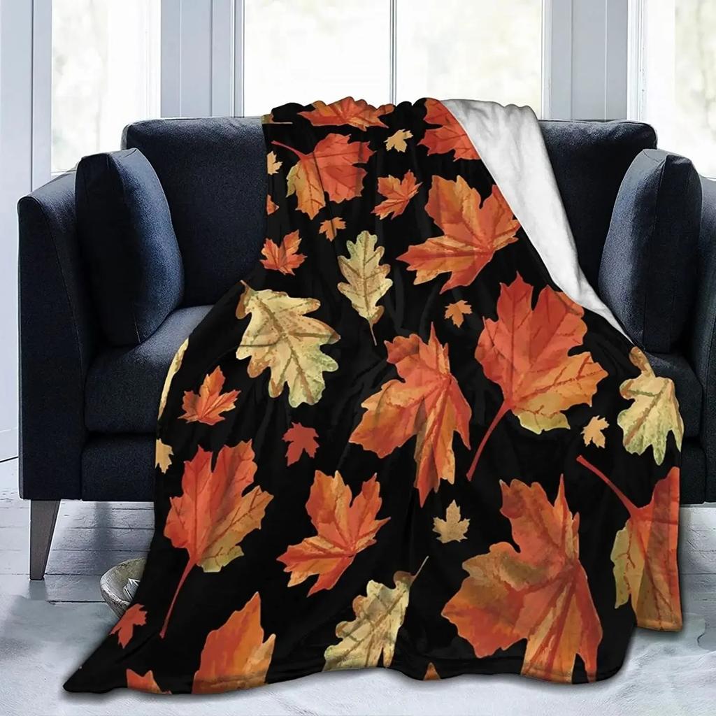 Fall Pumpkin Autumn Blanket Leaves Soft Throw Soft Throw Blanket for Home Bedroom Bed Sofa Picnic Travel Cover Blankets Kids