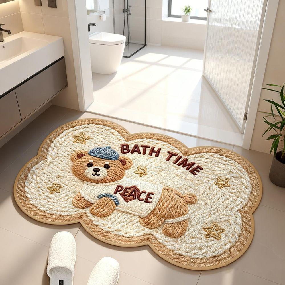 Durable 40*60cm Bath Mat Dirt-scraping Surface Water Absorption Pony Door Mat Non-slip Backing Household Carpets Home Decoration