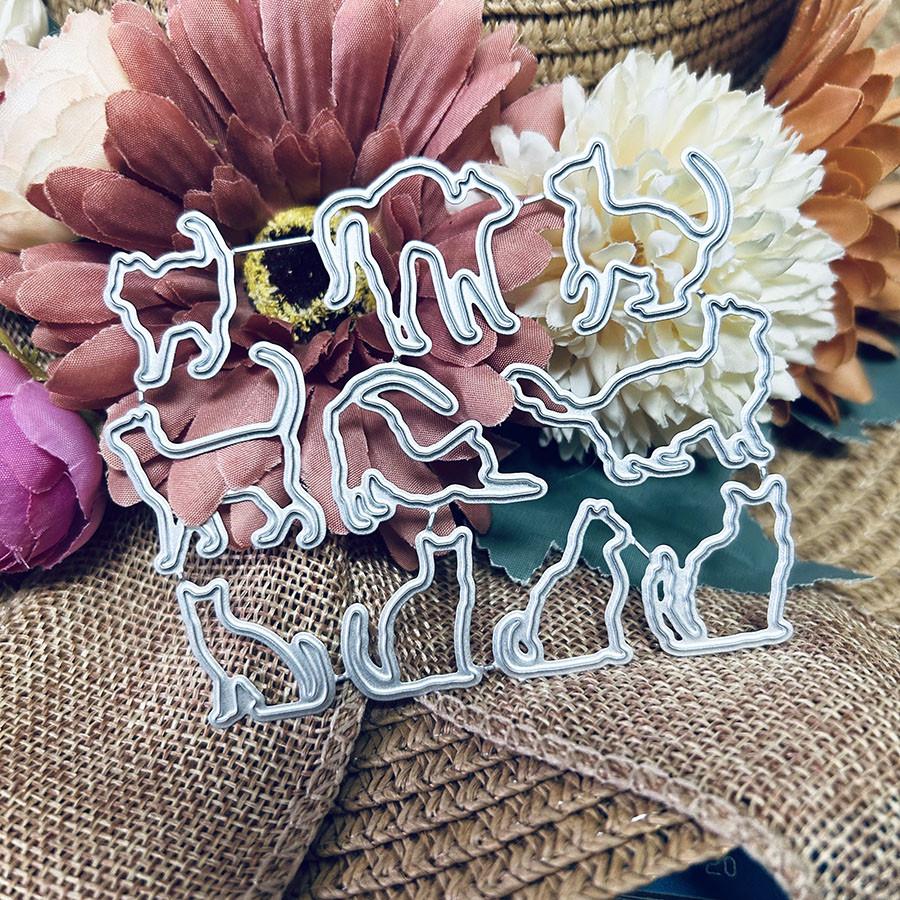 10pcs Cats Metal Cutting Dies Stencil for DIY Scrapbooking Photo Album Embossing Paper Cards Crafts Diecuts