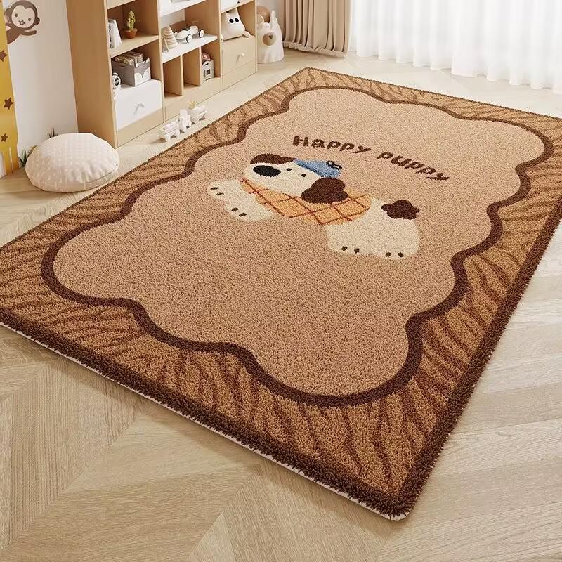 Cartoon Style Cute Puppy Non-slip Stain-resistant Large Area Rug for Living Room and Bedroom