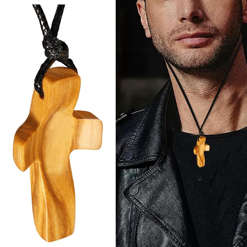 American olive wood Crosses necklace Handcrafted Handheld Prayer Encouragement Pendant portable grip for Kids and Adults Prayer
