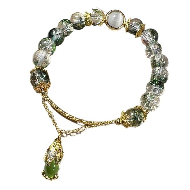 Pixiu Imitation grünes Geisterarmband Damen Mori-Mädchen Kristallarmband Urlaubsstil Vielseitig Originaldesign Koreanische Version Schmuck