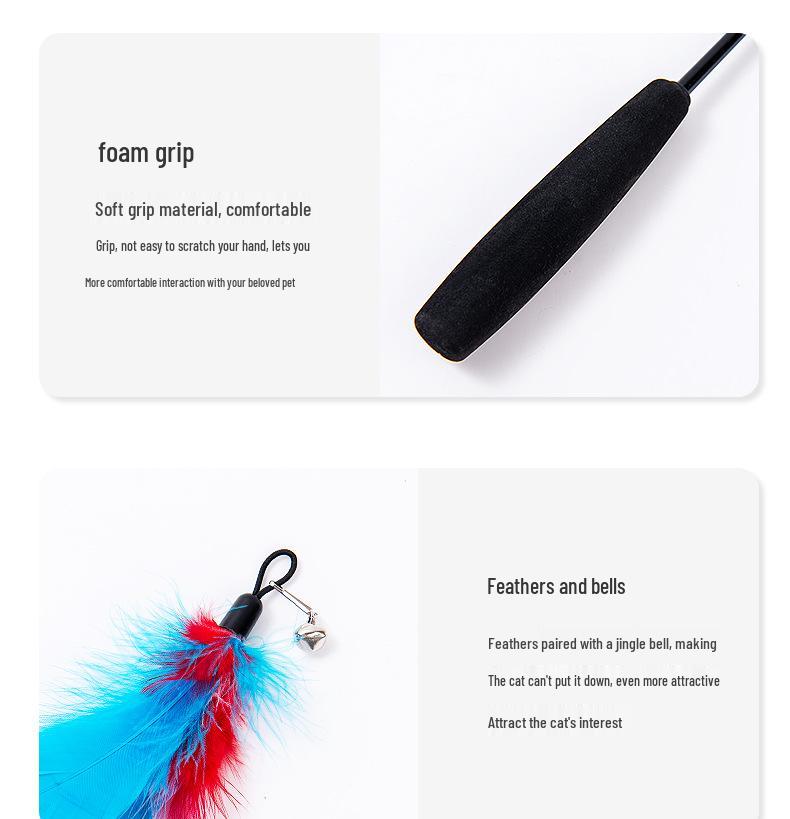 Feather & Bell Cat Teaser Wand Set with Butterfly and Caterpillar Toys