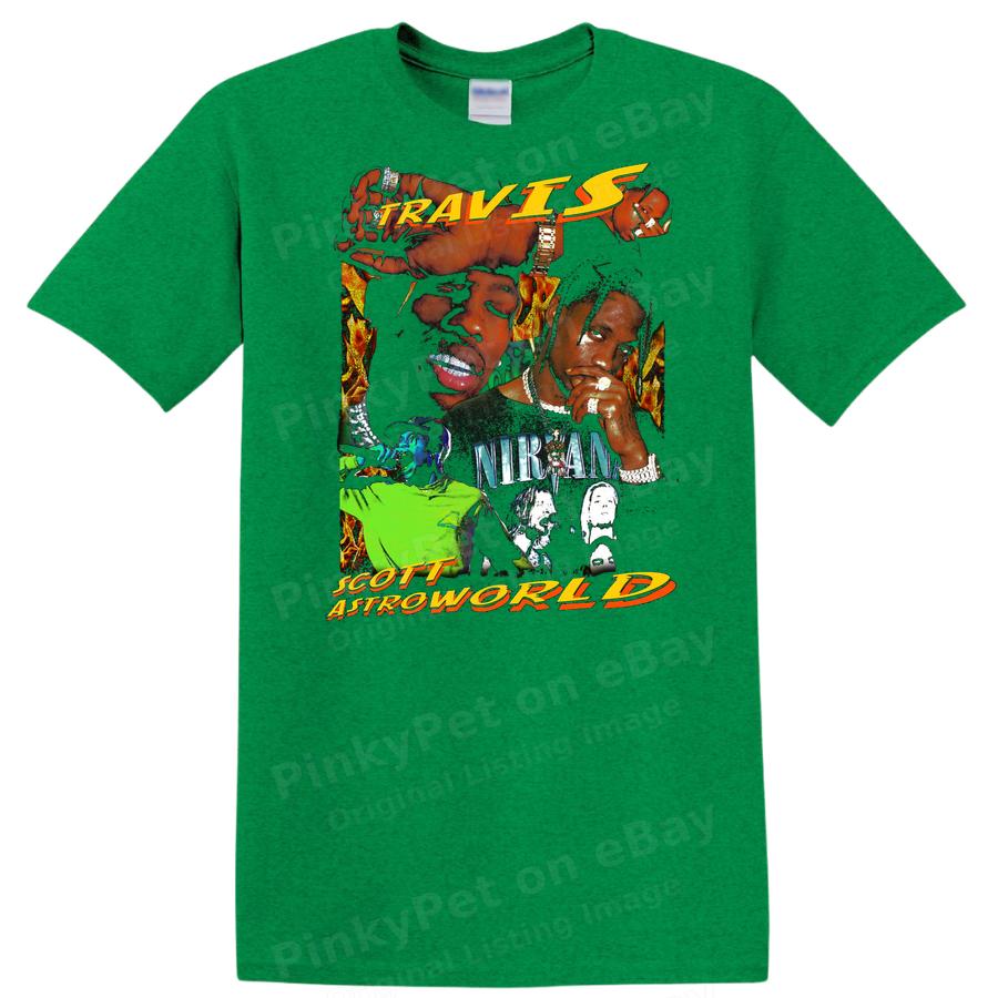 Travis Scott Astroworld Graphic T Shirt Vintage Art Colorful Music Tee