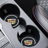 Car Stickers Coasters Silicone Water Cup Pads Non-Slip Mats Universal For Cadillac Escalade Tiburon Deville Seville XT5 XTS CTS BLS SLS DTS SRX Metal