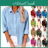 Autumn Long Button Womens Sleeve Solid Color Loose Shirt Casual Large Size Shirt