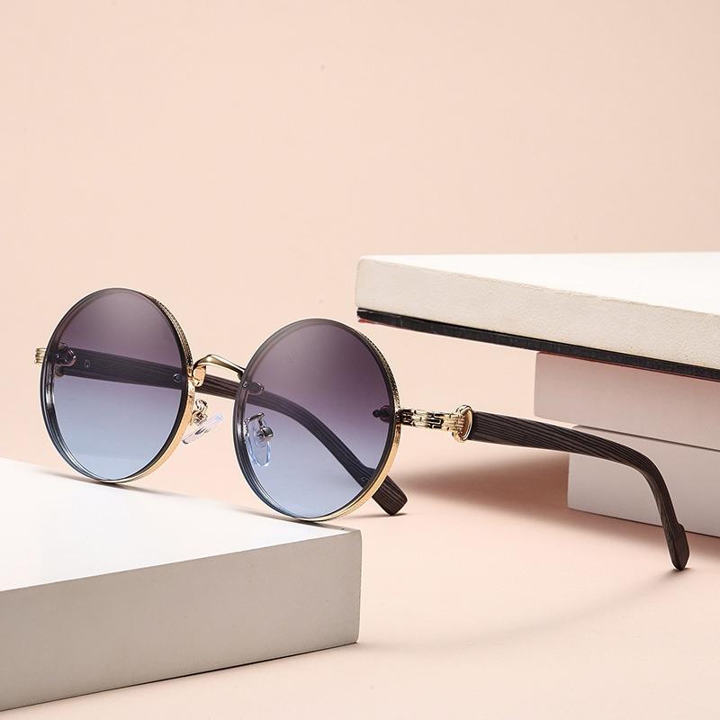 New Fashion Oval Sunglasses Men Women Punk Cool Gradient Shades Retro Metal Driving Sun Glasses UV400 Eyewear