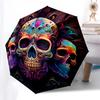1pc Colorful Skull Artwork Umbrella with Plastic Handle,Compact & Stylish,Suitable for All Seasons ptys26009