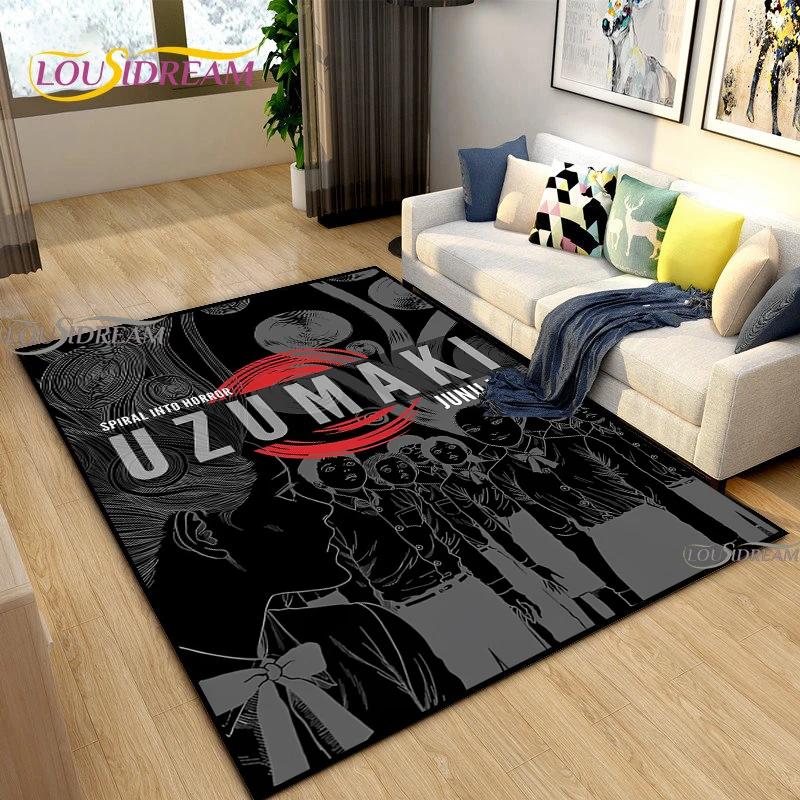 Junji Ito Art Fear Carpet for Living Room Bedroom Table Decor Yoga Area Rug Kitchen Kid Un-slip Floor Mat Alfombra Birthday Gift