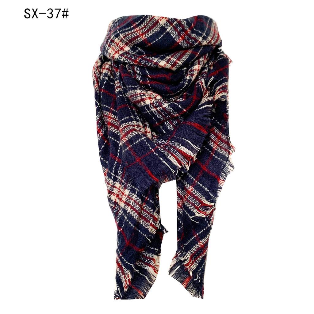 Sciarpa a scialle triangolare a quadri in finto cachemire stile europeo americano - Scaldacollo alla moda versatile per primavera, autunno, inverno