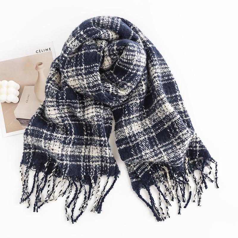New Scarf for Women High End Autumn and Winter Korean Version Versatile Plaid Thickened Student Couple Imitation Cashmere Scarf