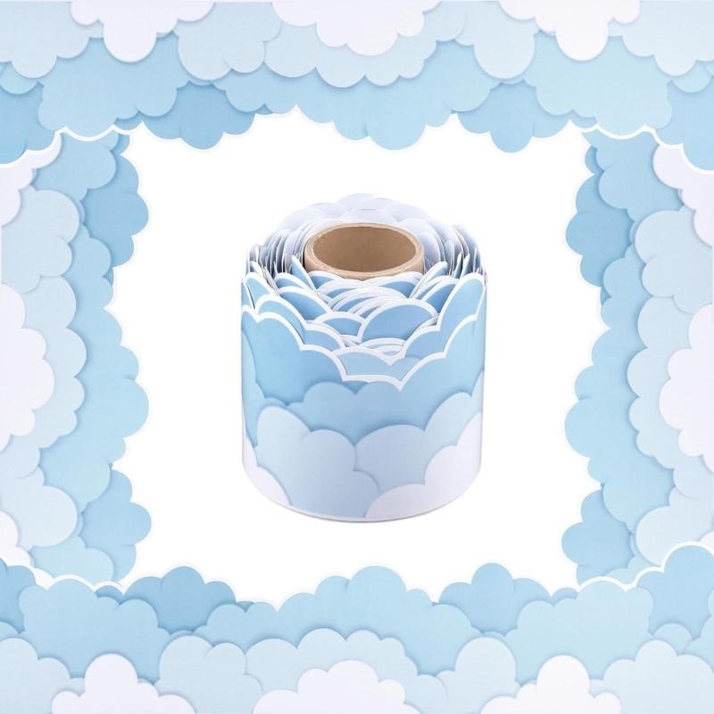 

Cloud Mass Border Trim Wall Sticker 32.8ft Long Bulletin Board Border Sticker for Chalkboard Notice Board Decoration 1
