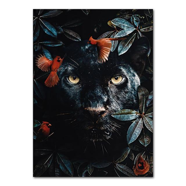 Flower Jungle Animal Lion Tiger Leopard Deer Abstract Wall Art Poster Grand Styel Canvas Painting Decoration Living Room Decor